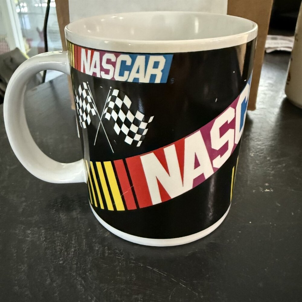 Vintage Nascar Coffee Tea Mug Black Stock Car Auto Racing Sherwood Brands